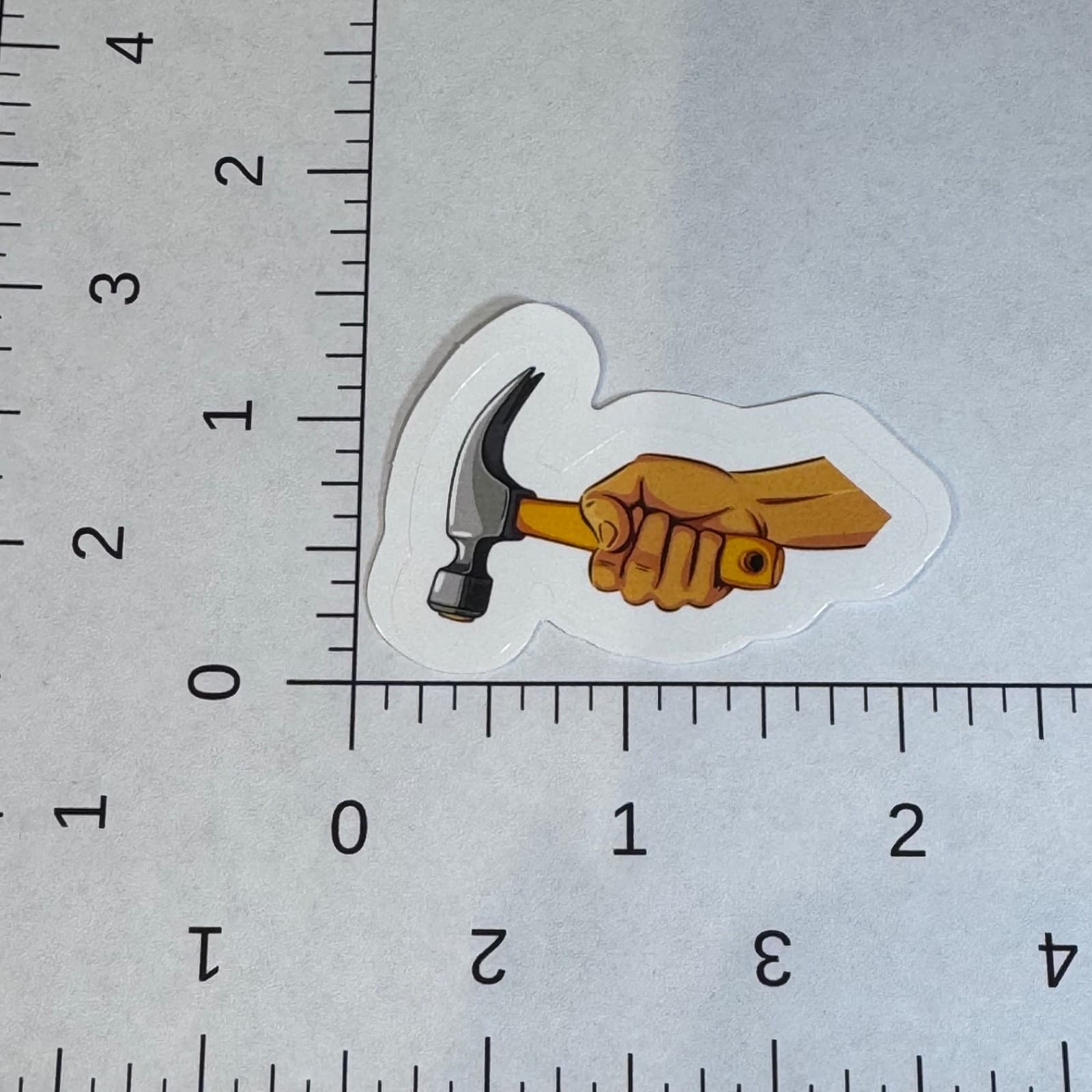 Hand with hammer sticker 2” tool box water bottle lunch cooler locker - Thumbnail 2