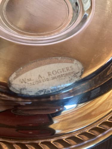 Vintage Wm.A Rogers Silver Plated Dip Bowl with attached saucer Dish - Thumbnail 3