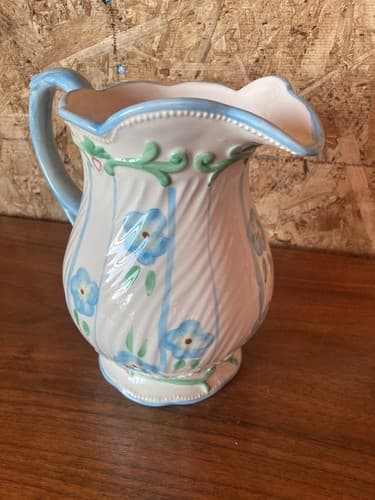 Blue Floral Pitcher Rite Aid Vintage Rare Flowers - Thumbnail 5