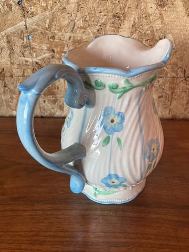 Blue Floral Pitcher Rite Aid Vintage Rare Flowers - Thumbnail 4