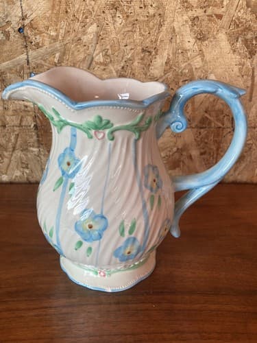 Blue Floral Pitcher Rite Aid Vintage Rare Flowers - Thumbnail 2