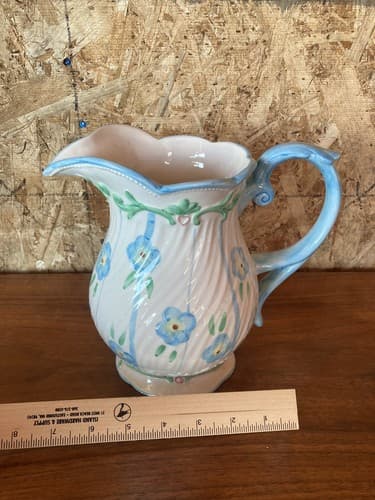 Blue Floral Pitcher Rite Aid Vintage Rare Flowers - Thumbnail 10