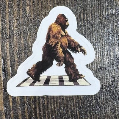 Big Foot Sasquatch On Crosswalk Sticker water bottles, lockers, lunch cooler