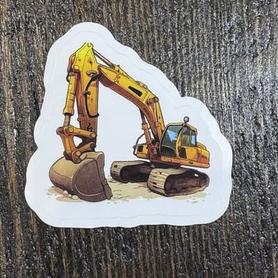 Excavator Tractor Sticker - water bottles, lockers, lunch coolers, hard hats