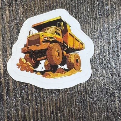 Construction Dump Truck Dirt Haul Sticker water bottles, lockers, lunch cooler