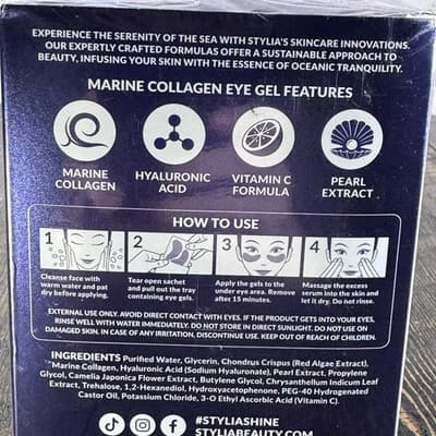 Stylia Marine Collagen Under Eye Gels Hyaluronic Acid & Vitamin C - 30 pairs - Thumbnail 5