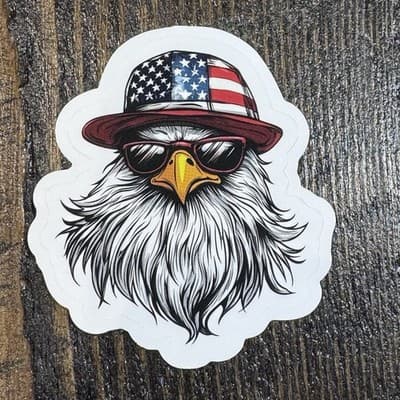 Patriotic USA Flag Bald eagle Sticker water bottles, lockers, lunch coolers
