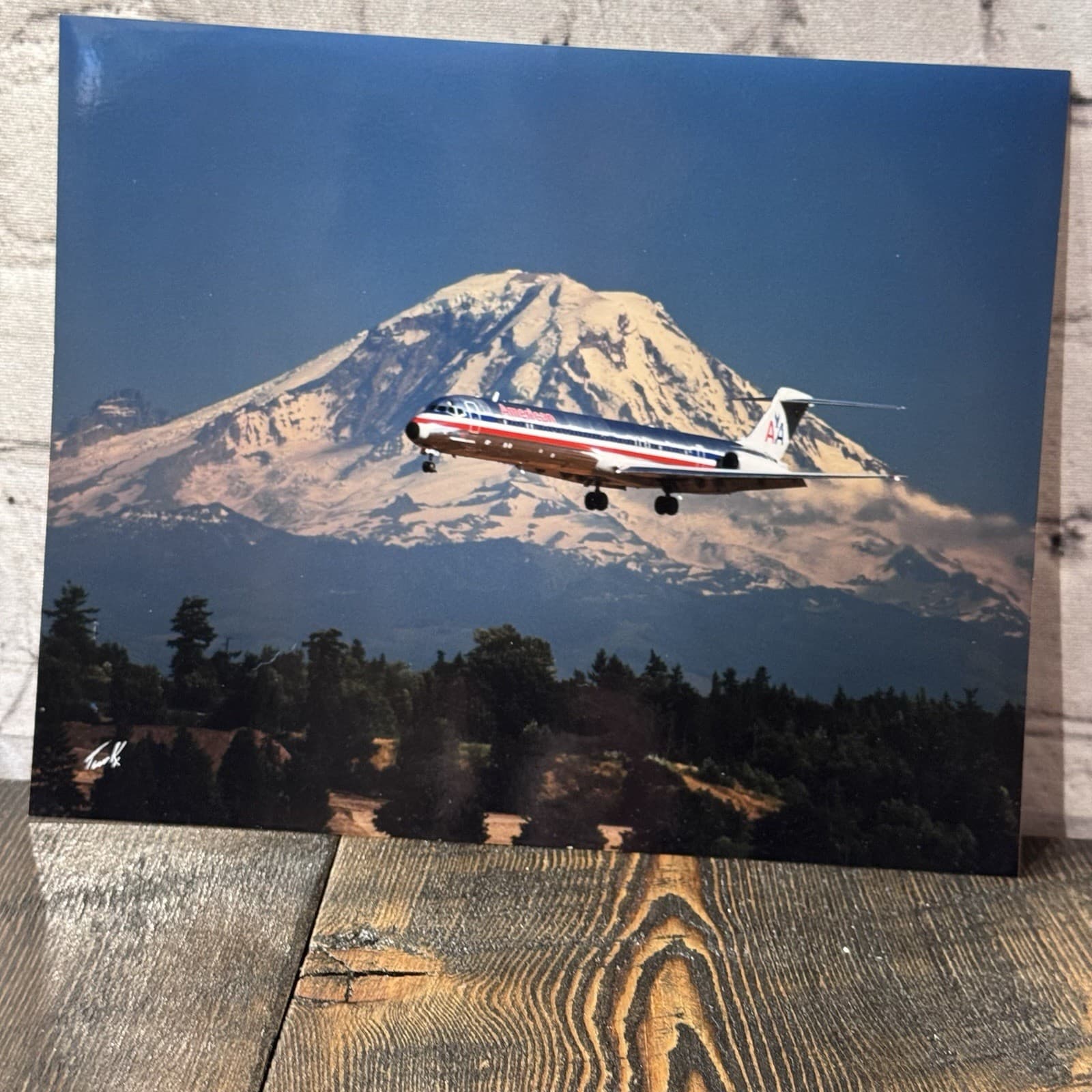 American Airlines MD80 Mt Rainier Photograph 8x10 David Turk Seattle