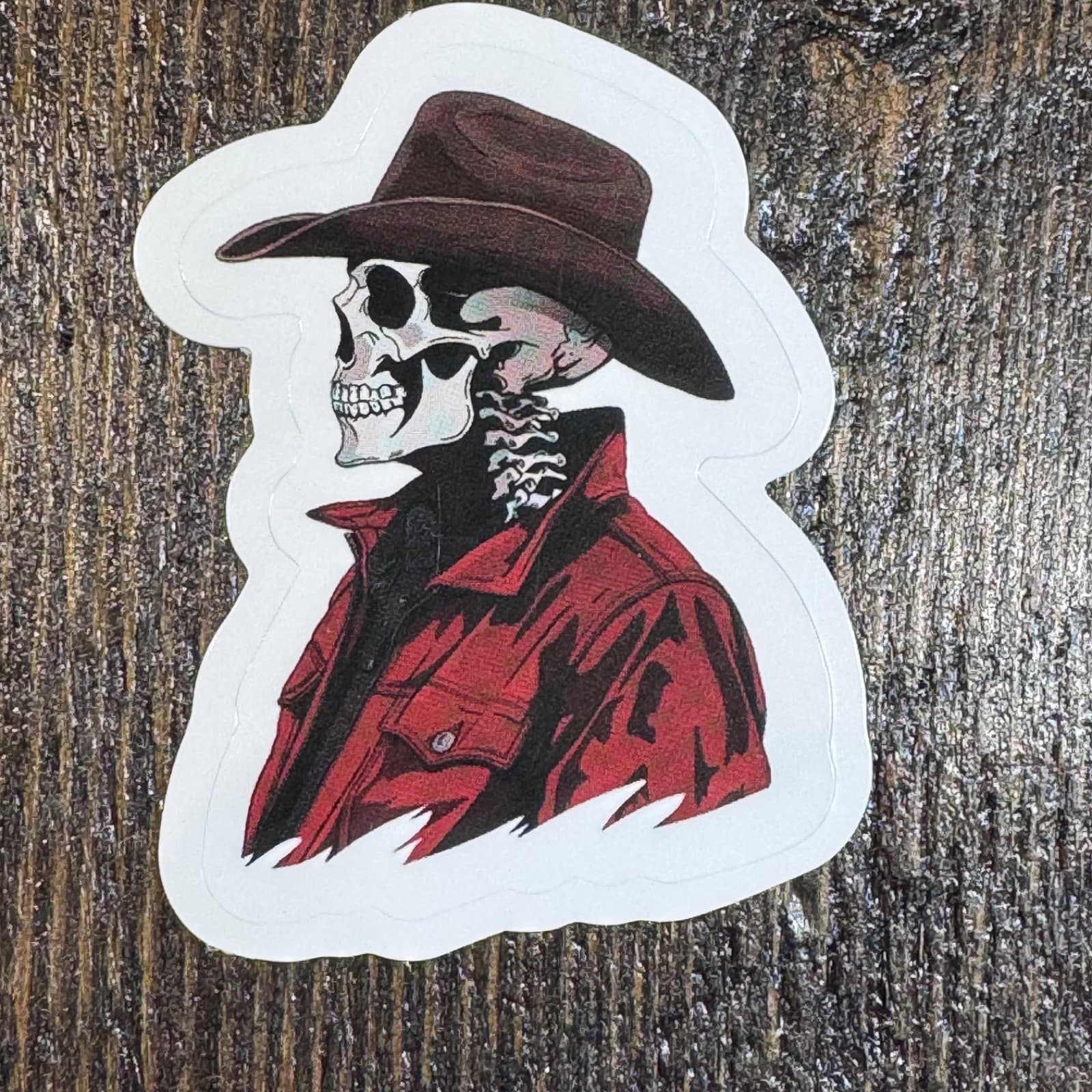 Cowboy skeleton sticker 2” water bottle lunch box locker coffee mug hard hat