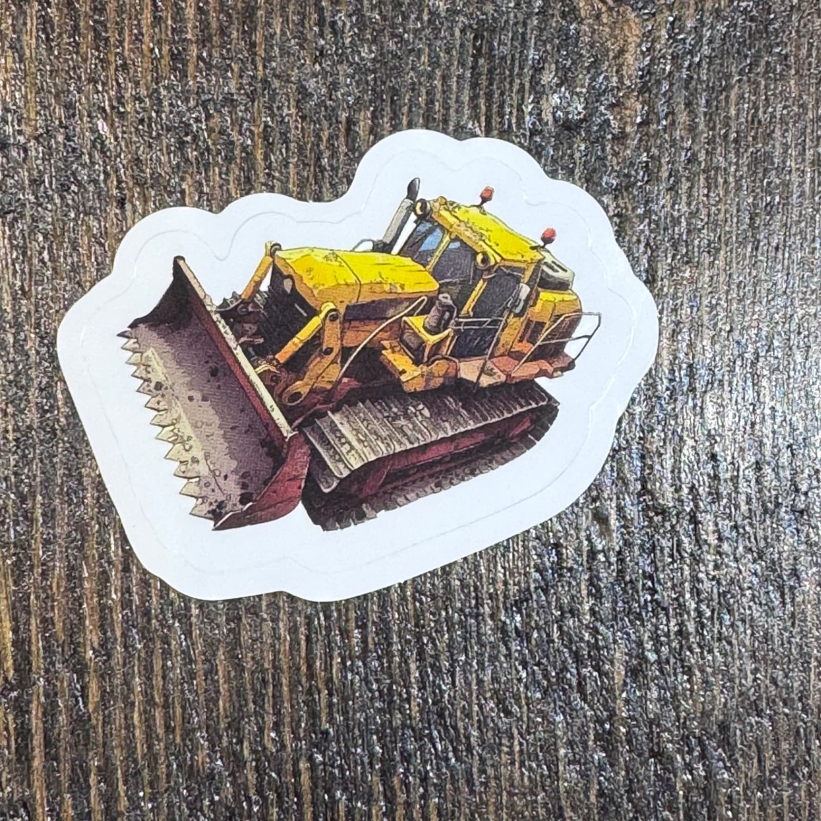 Construction bulldozer tracker sticker for hard hat water bottle lunch cooler