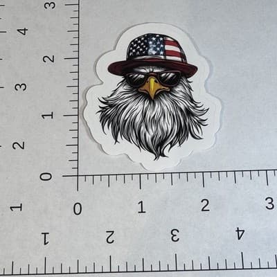 Patriotic USA Flag Bald eagle Sticker water bottles, lockers, lunch coolers - Thumbnail 2
