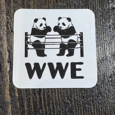 WWE Pandas Wrestling Boxing Sport Sticker water bottles, lockers, lunch cooler