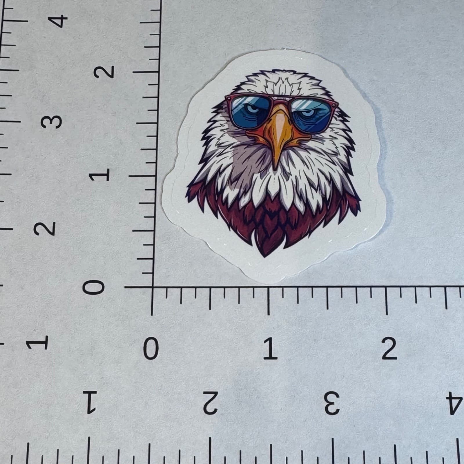 Bald eagle with sunglasses sticker 2” water bottle mug locker lunch box - Thumbnail 2