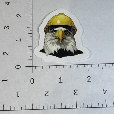 Bald Eagle Construction Hat Worker Sticker water bottles, lockers, lunch cooler - Thumbnail 2