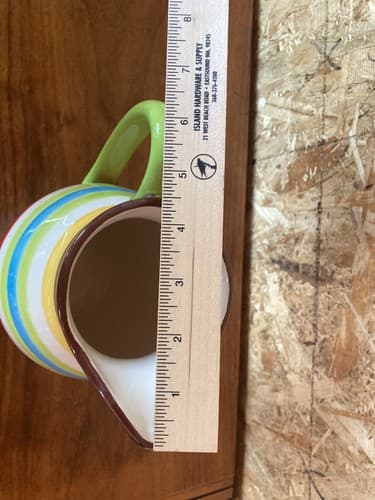 Striped Multicolor Ceramic Pitcher - Thumbnail 8