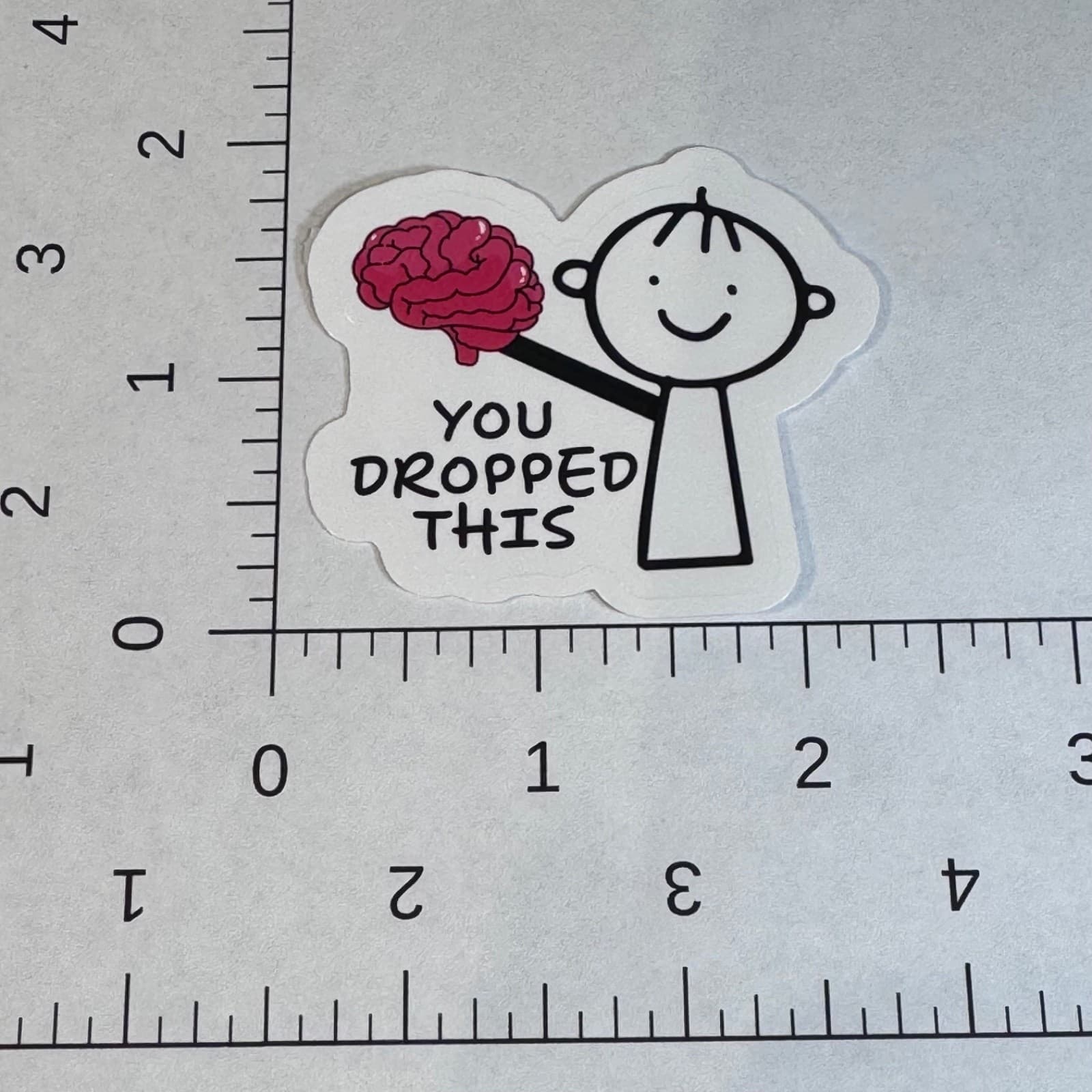 Stick figure with brain sticker -You dropped this - water bottle locker student - Thumbnail 2