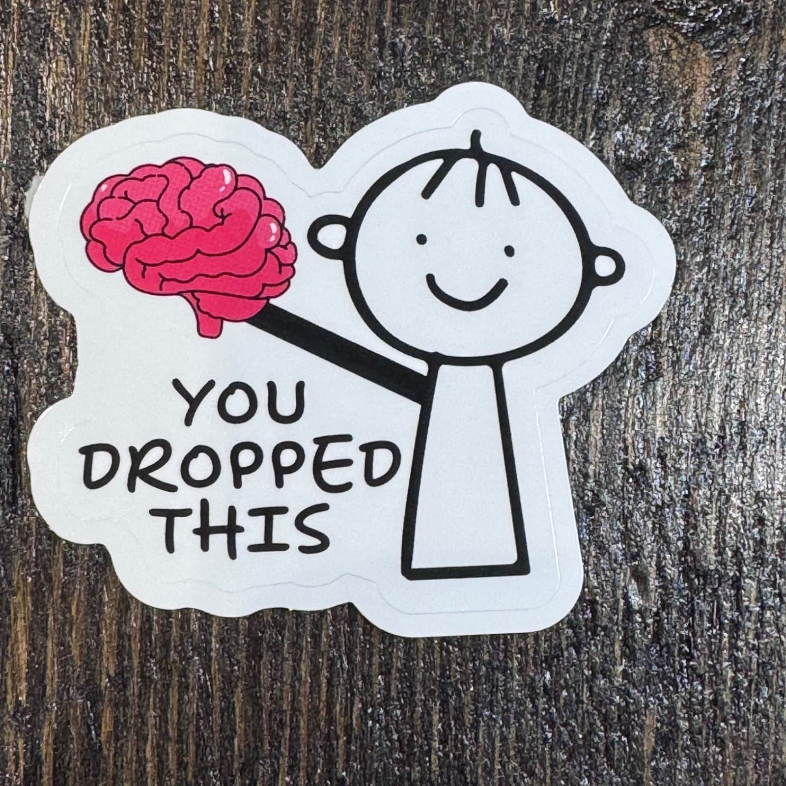 Stick figure with brain sticker -You dropped this - water bottle locker student