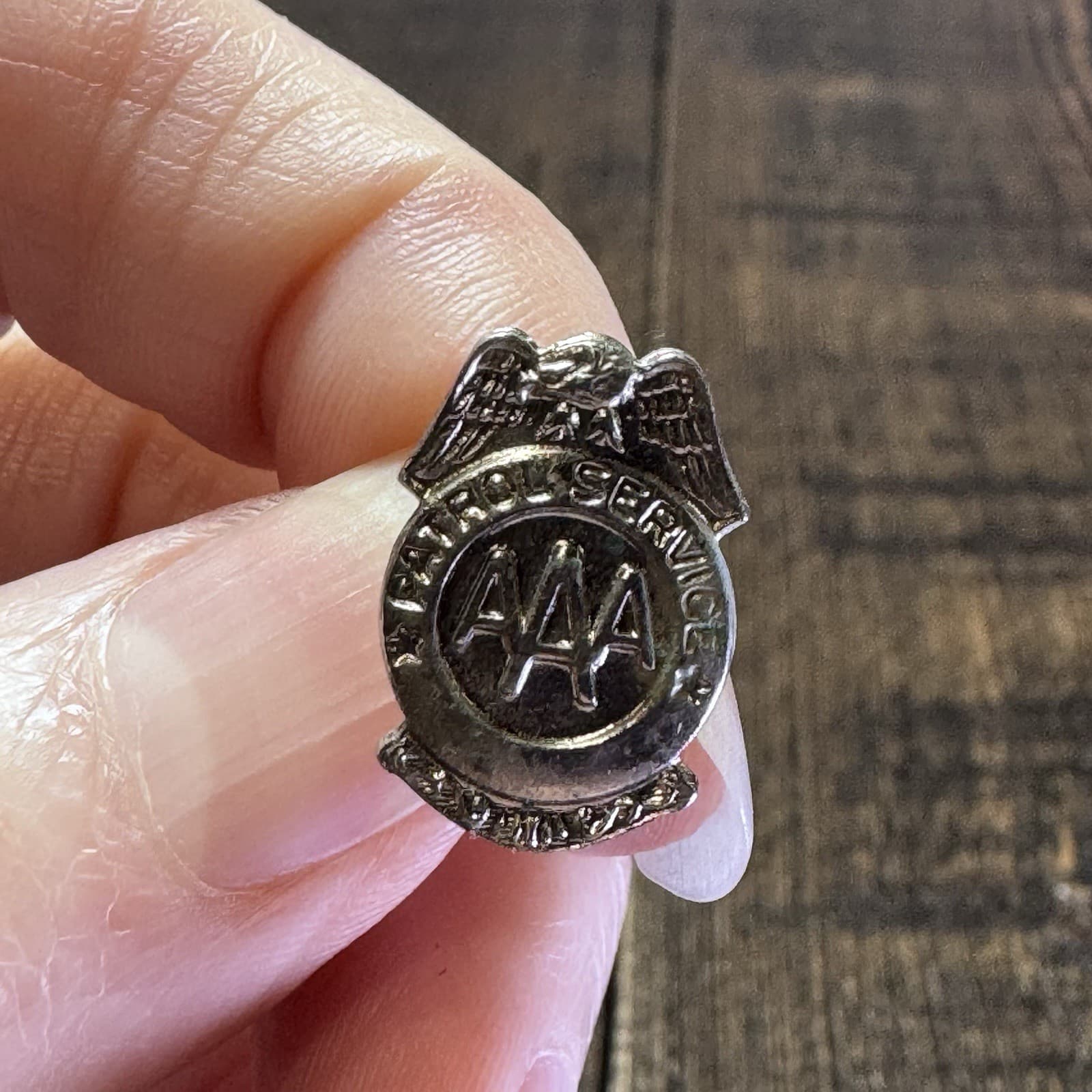 AAA School Safety Patrol Service Badge Metal Crossing Guard Pin Vintage - Thumbnail 4