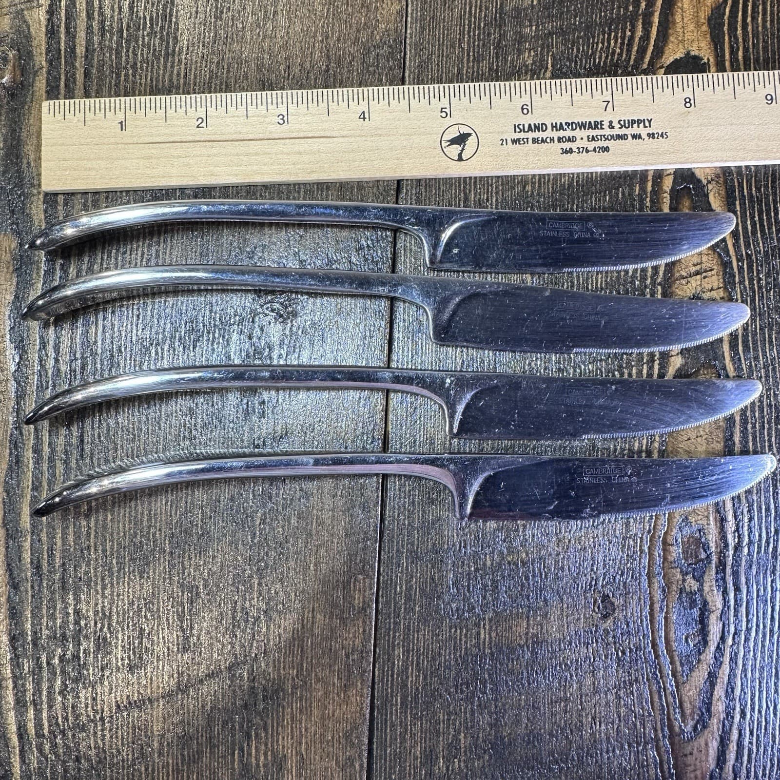 Set Of 4 Modern Stainless Knives - Standing Knife - Heavy Weight Dinner Knife