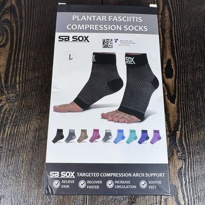 2x Compression Foot Sleeves - Men Women SB SOX Arch Support & Pain Relief Large - Thumbnail 3