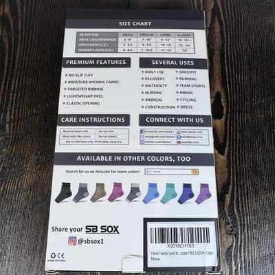 2x Compression Foot Sleeves - Men Women SB SOX Arch Support & Pain Relief Large - Thumbnail 4
