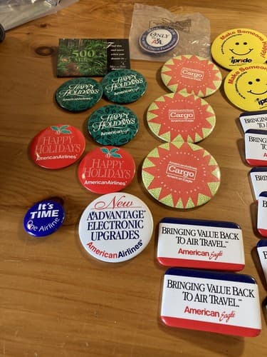 LOT 65+ American Airlines Push Back Pin Lapel Button Tie Tack Sticker Airline - Thumbnail 11