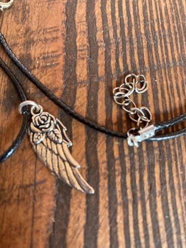 Silver Rose Angel Wing Pendant Necklace Punk Gothic Jewelry Adjustable Chain 12”