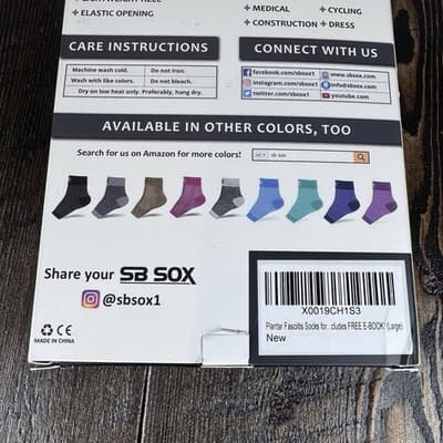 2x Compression Foot Sleeves - Men Women SB SOX Arch Support & Pain Relief Large - Thumbnail 6