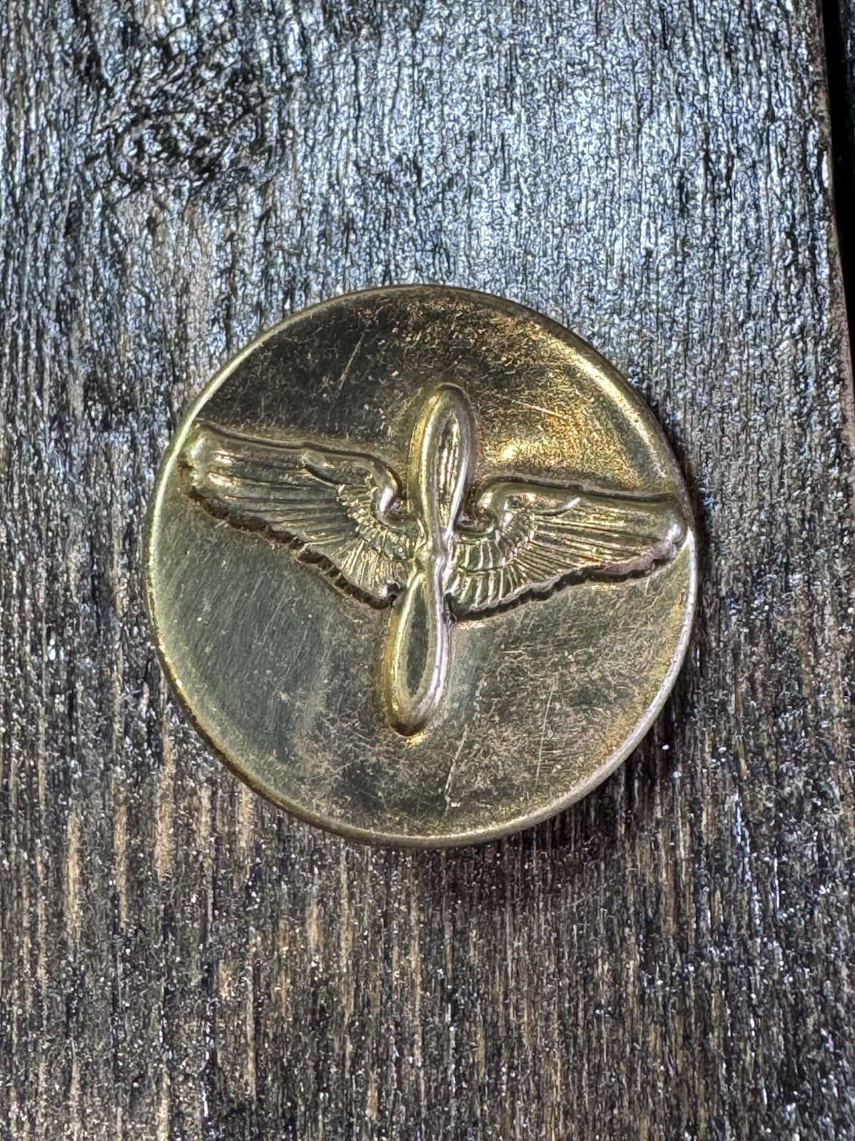 Vintage WW2 US Army Enlisted Air Force Corps Collar Brass Insignia Dbl Pin Back
