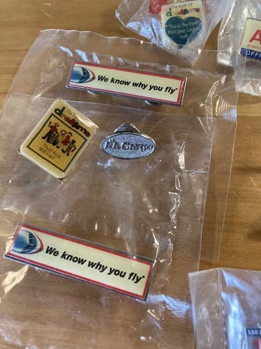 LOT 65+ American Airlines Push Back Pin Lapel Button Tie Tack Sticker Airline - Thumbnail 15
