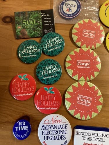 LOT 65+ American Airlines Push Back Pin Lapel Button Tie Tack Sticker Airline - Thumbnail 4