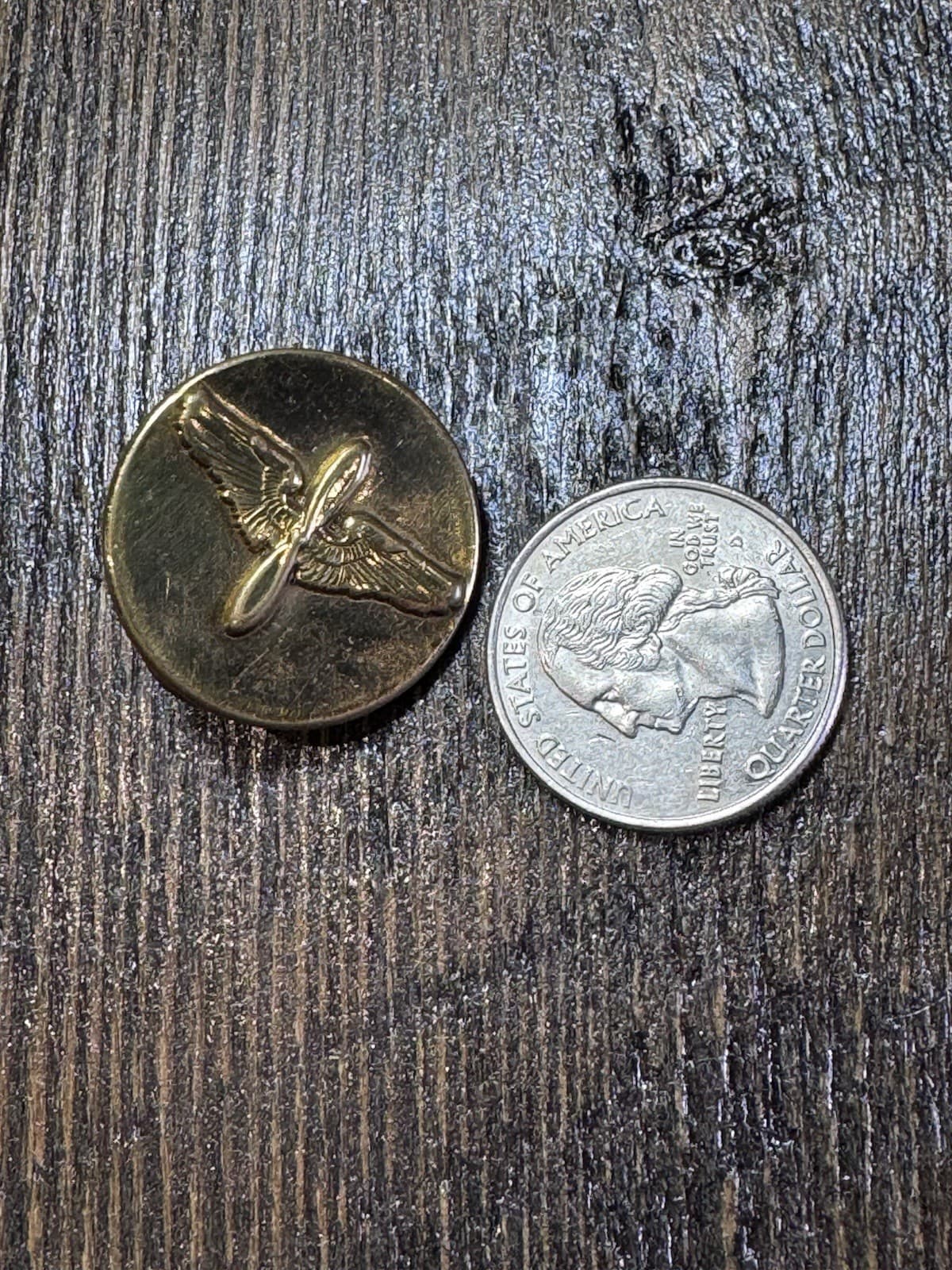 Vintage WW2 US Army Enlisted Air Force Corps Collar Brass Insignia Dbl Pin Back - Thumbnail 3