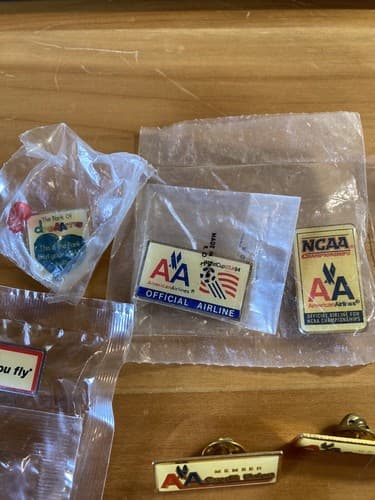 LOT 65+ American Airlines Push Back Pin Lapel Button Tie Tack Sticker Airline - Thumbnail 16