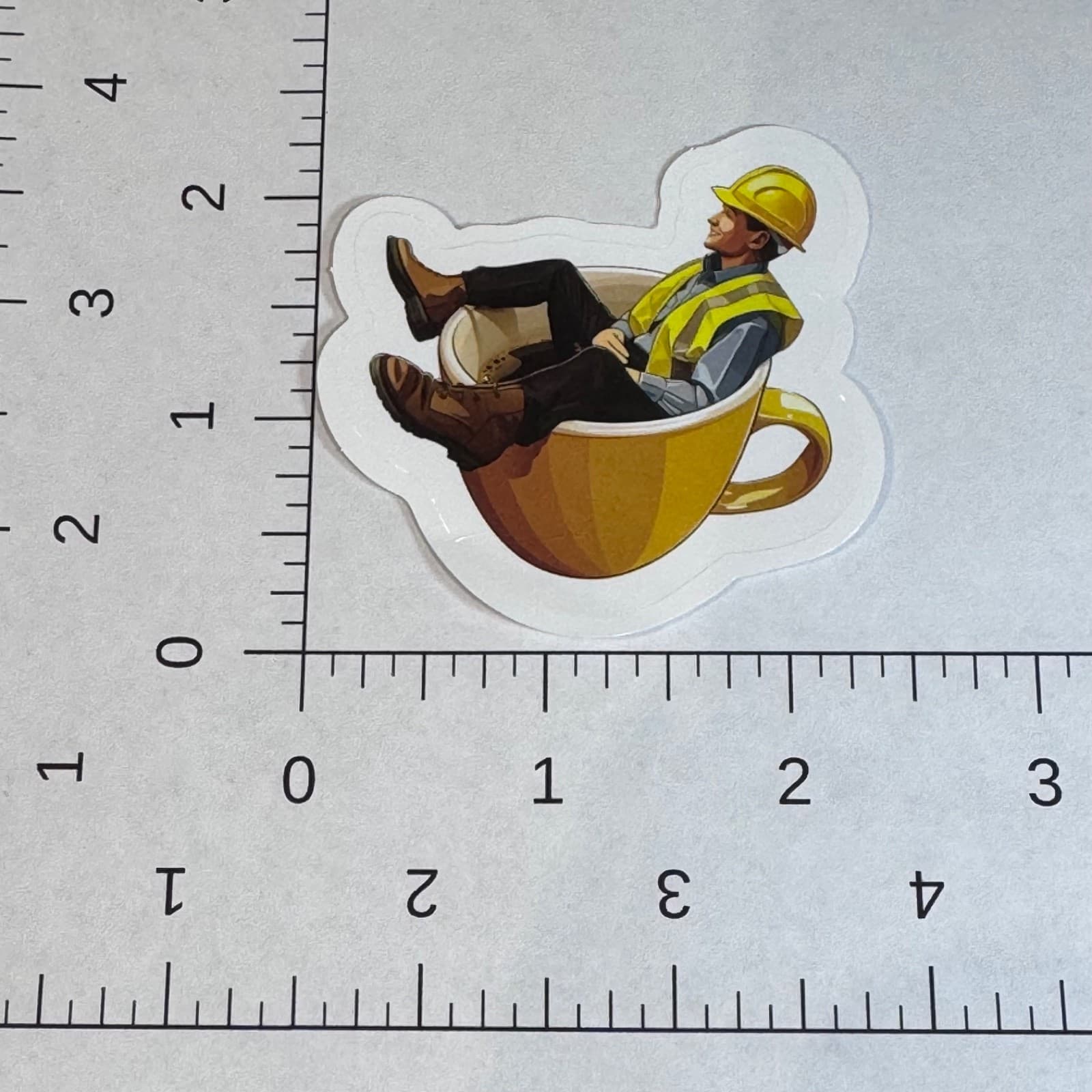 Construction worker in coffee cup for hard hat lunch cooler locker - Thumbnail 2
