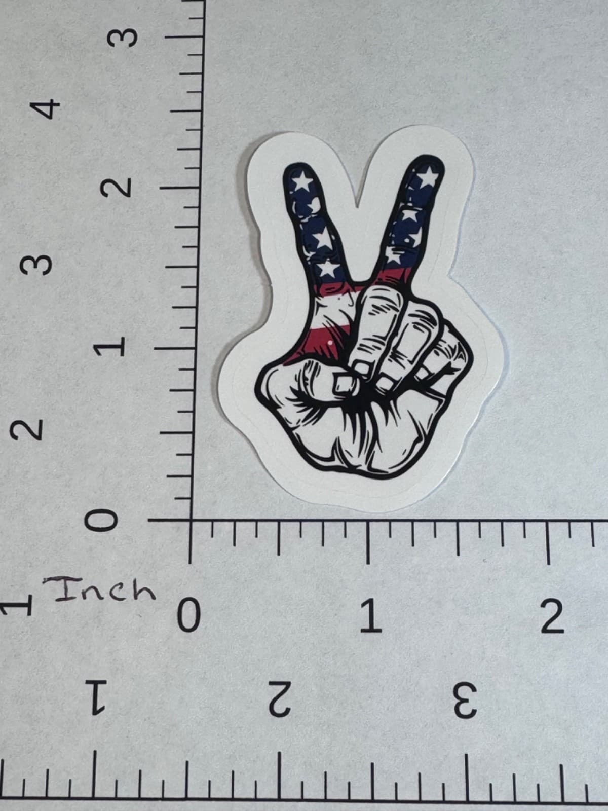 Patriotic sticker - Finger Peace Sign - USA Flag - Decal 2” - Thumbnail 2