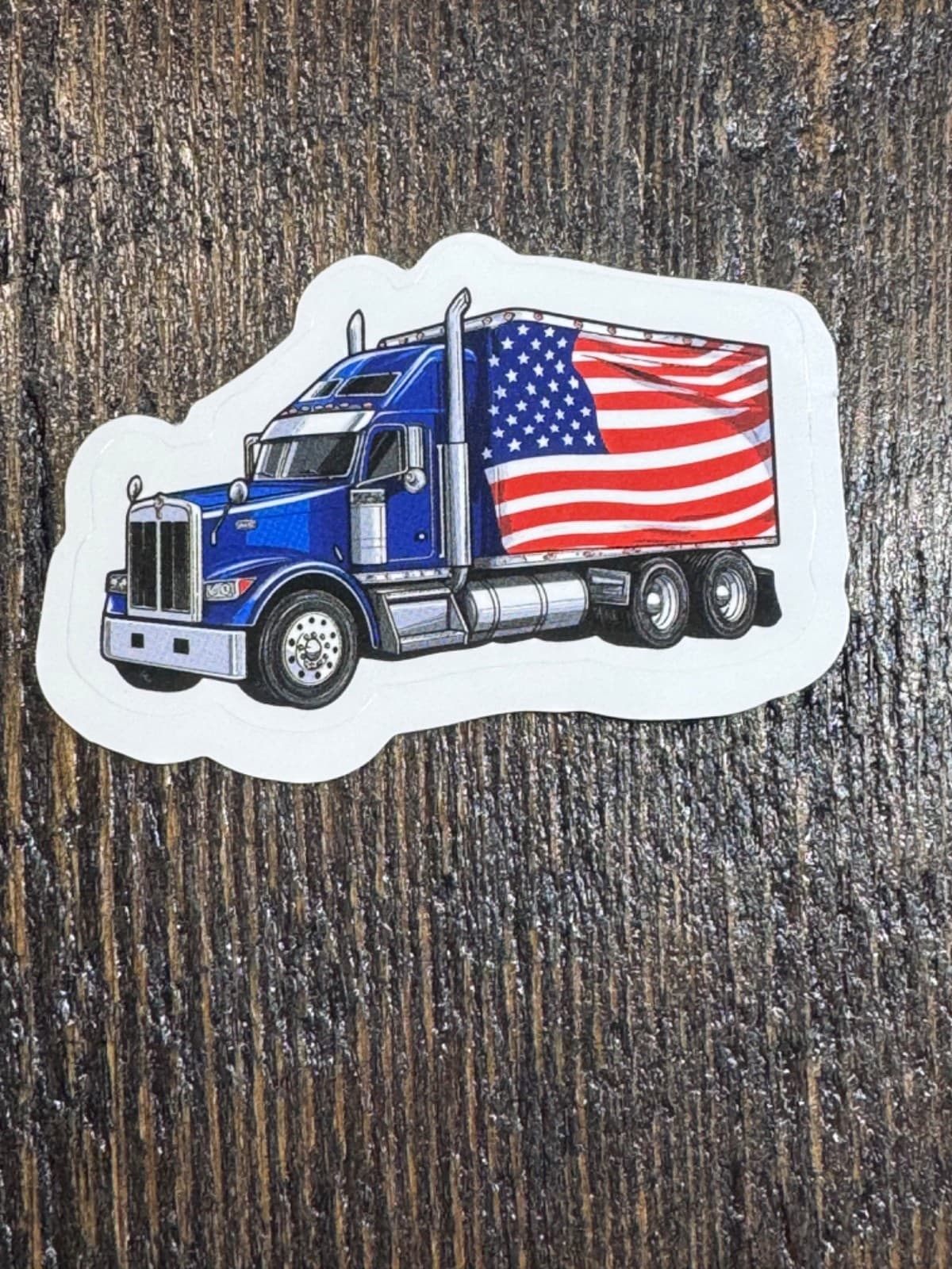 Patriotic sticker - Semi Truck - USA Flag - Decal 2”