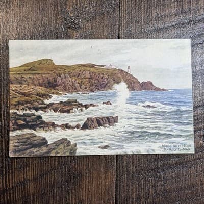 VTG Postcard England J Salmon Maughold Head Ramsey Isle of Man Beach Lighthouse
