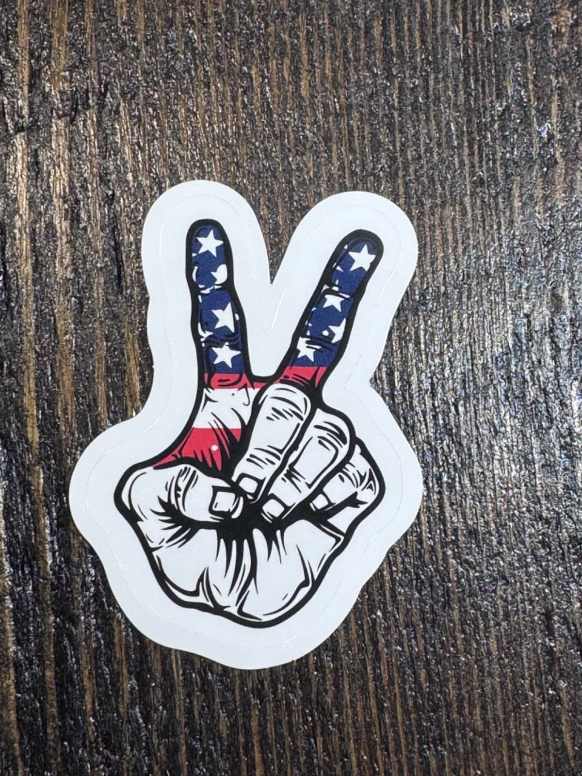 Patriotic sticker - Finger Peace Sign - USA Flag - Decal 2”