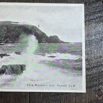 VTG Postcard England J Salmon Maughold Head, Ramsey Ocean Lighthouse Waves - Thumbnail 4