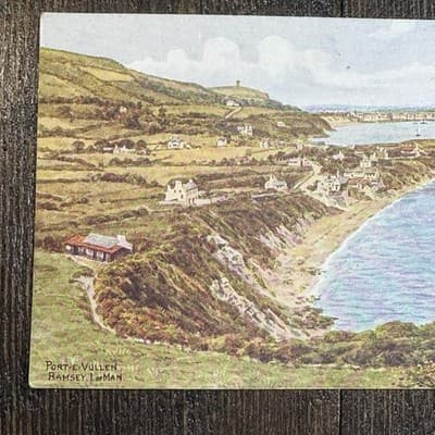 VTG Postcard England J Salmon Port E Vullen Ramsey Isle of Man Beach House Boats - Thumbnail 3