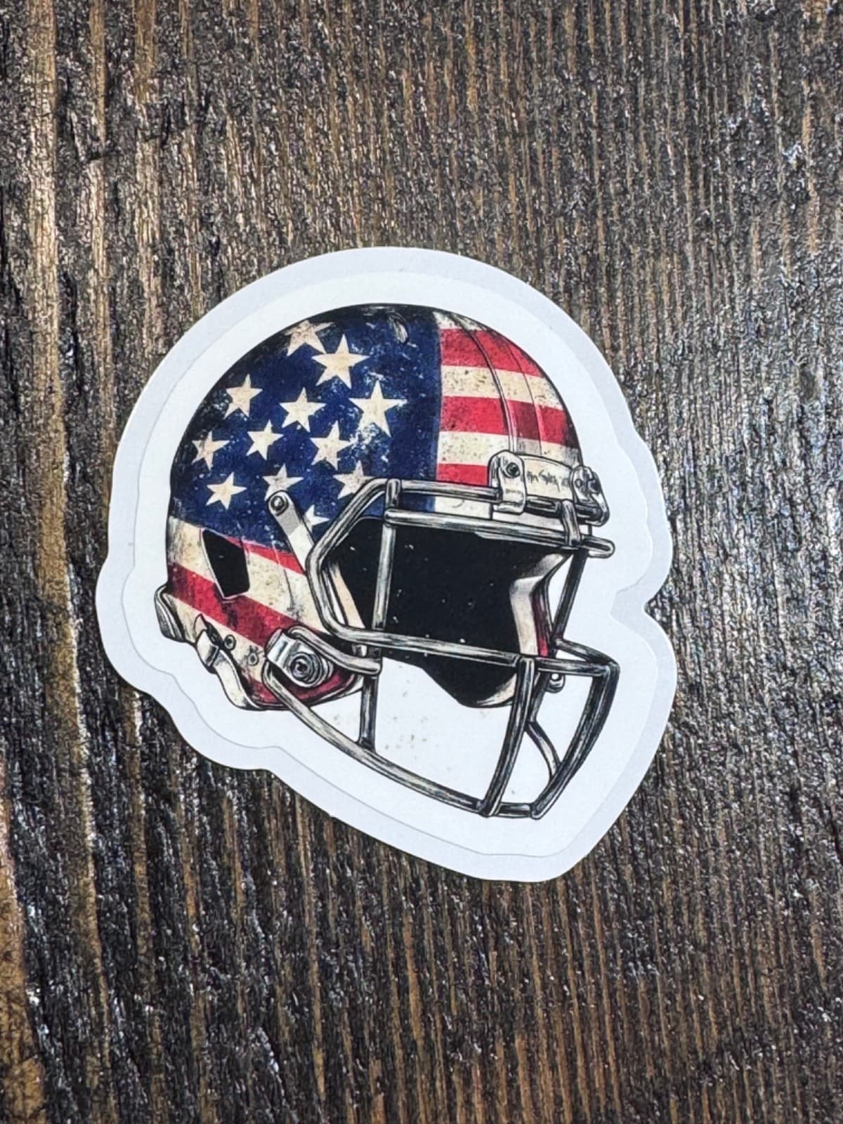 Patriotic sticker - Football Helmet - USA Flag - Decal 2”