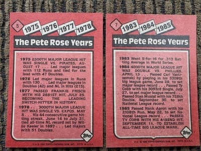 1986 Topps 19 Card Lot Baseball, Record Breaker, Turn Back The Clock, Pete Rose - Thumbnail 15