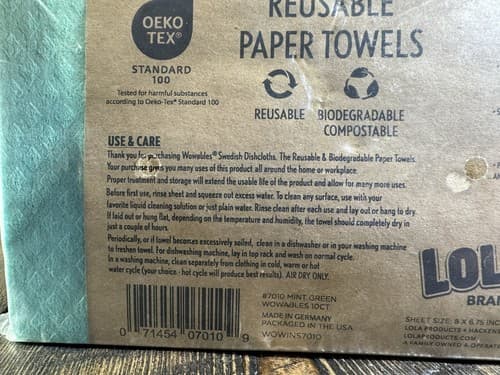 Swedish Dishcloths Biodegradable Reusable Paper Towels 10 Pack Mint Green - Thumbnail 5