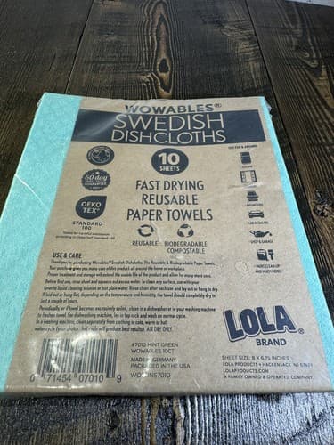 Swedish Dishcloths Biodegradable Reusable Paper Towels 10 Pack Mint Green - Thumbnail 2