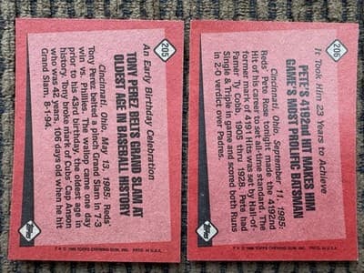 1986 Topps 19 Card Lot Baseball, Record Breaker, Turn Back The Clock, Pete Rose - Thumbnail 7