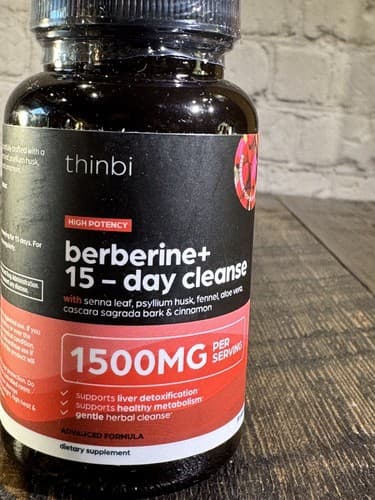 Thinbi Berberine + 15 Day Herbal Cleanse Detox 1500mg Metabolism Liver Support - Thumbnail 4