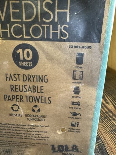 Swedish Dishcloths Biodegradable Reusable Paper Towels 10 Pack Mint Green - Thumbnail 4