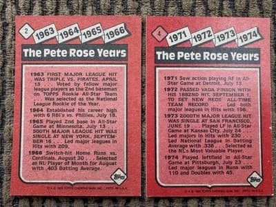 1986 Topps 19 Card Lot Baseball, Record Breaker, Turn Back The Clock, Pete Rose - Thumbnail 13