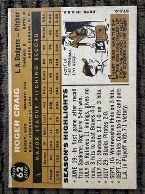 Lot of 6 1959 1960 Topps Baseball Cards Bill Short Rookie Yankees Dodgers - Thumbnail 19