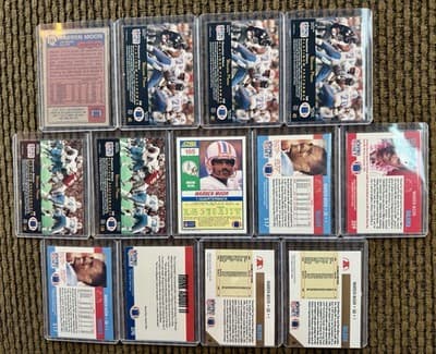 Lot of 13 WARREN MOON Football Cards HOF Rookie Pro Set Topps Score 1985-1991 - Thumbnail 2